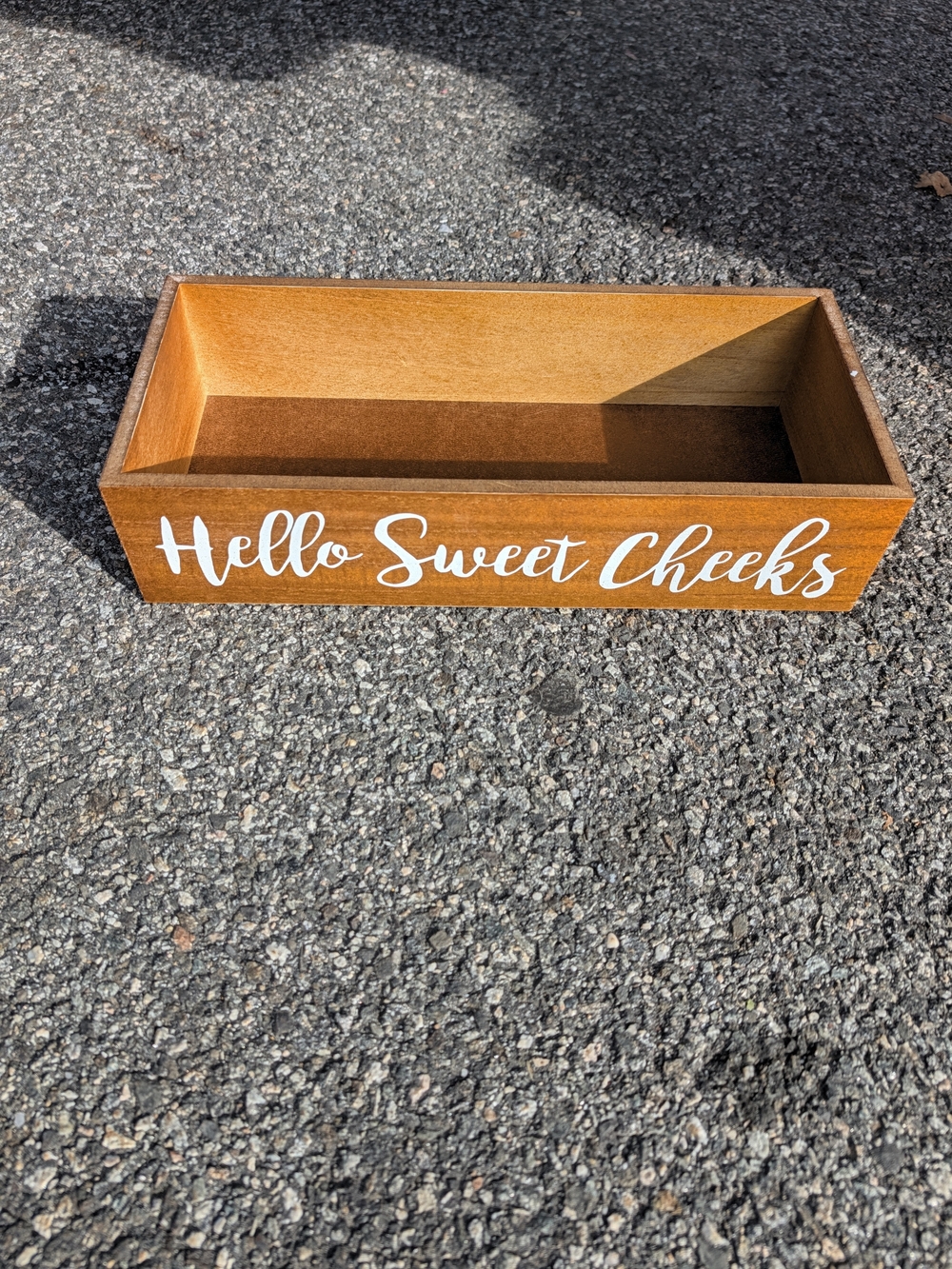 Wooden Decorative Tray "Hello Sweet Cheeks" - Warm Amber